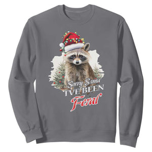 Funny Christmas Racoon Sweatshirt Sorry Santa I've Been Feral Trash Panda TS11 Charcoal Print Your Wear