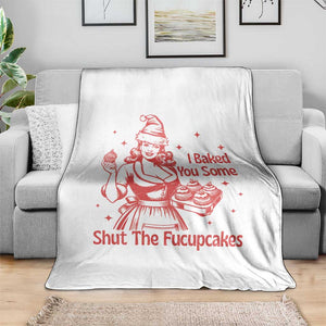Funny Christmas Baking Throw Blanket I Baked You Some Shut The Fucupcakes Vintage Santa Hat TS11 Print Your Wear