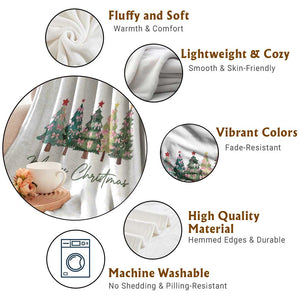 Merry Christmas Coquette Xmas Tree Throw Blanket Cute Pink Bow TS11 Print Your Wear