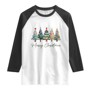 Merry Christmas Coquette Xmas Tree Raglan Shirt Cute Pink Bow TS11 White Black Print Your Wear
