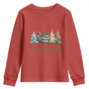 Merry Christmas Coquette Xmas Tree Youth Sweatshirt Cute Pink Bow TS11 Red Print Your Wear