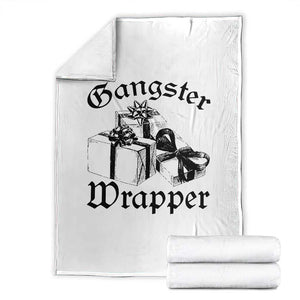 Funny Christmas Throw Blanket Gangster Wrapper Vintage Presents Gift TS11 White Print Your Wear