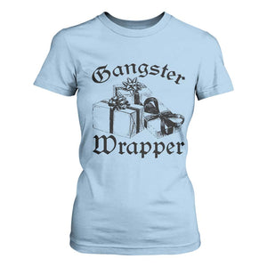 Funny Christmas T Shirt For Women Gangster Wrapper Vintage Presents Gift TS11 Light Blue Print Your Wear