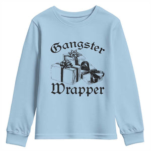 Funny Christmas Youth Sweatshirt Gangster Wrapper Vintage Presents Gift TS11 Light Blue Print Your Wear