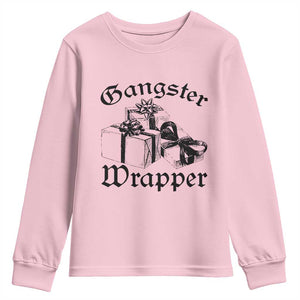 Funny Christmas Youth Sweatshirt Gangster Wrapper Vintage Presents Gift TS11 Light Pink Print Your Wear