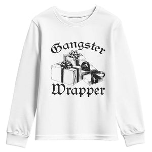 Funny Christmas Youth Sweatshirt Gangster Wrapper Vintage Presents Gift TS11 White Print Your Wear