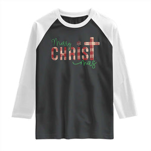 Christian Christmas Raglan Shirt Merry Christmas Cross Faith TS11 Black White Print Your Wear