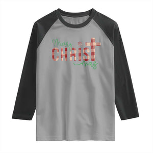 Christian Christmas Raglan Shirt Merry Christmas Cross Faith TS11 Sport Gray Black Print Your Wear