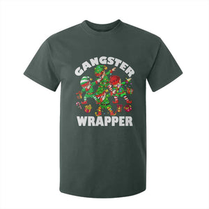Funny Gangster Wrapper T Shirt For Kid Christmas Gangsta Elf Crew Presents TS11 Dark Forest Green Print Your Wear