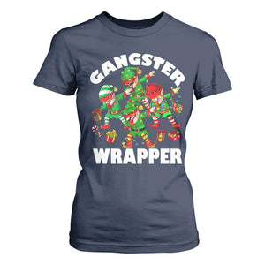 Funny Gangster Wrapper T Shirt For Women Christmas Gangsta Elf Crew Presents TS11 Navy Print Your Wear