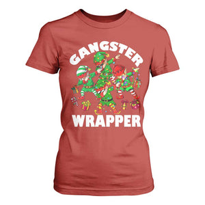 Funny Gangster Wrapper T Shirt For Women Christmas Gangsta Elf Crew Presents TS11 Red Print Your Wear