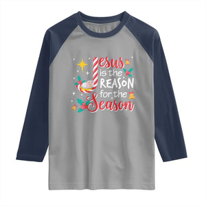 Jesus Is The Reason For The Season Raglan Shirt Christmas Jolly Bell TS11 Sport Gray Navy Print Your Wear