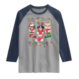Funny Christmas Dog Owner Raglan Shirt Socks Xmas Holiday TS11 Sport Gray Navy Print Your Wear