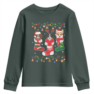 Funny Christmas Dog Owner Youth Sweatshirt Socks Xmas Holiday TS11 Dark Forest Green Print Your Wear