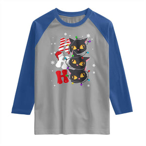 Funny Christmas Black Cat Triple Ho Raglan Shirt TS11 Sport Gray Royal Print Your Wear