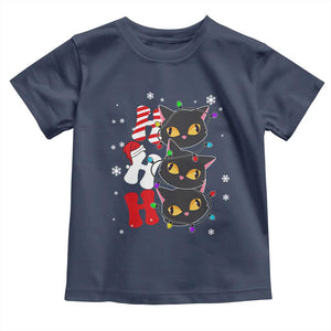 Funny Christmas Black Cat Triple Ho Toddler T Shirt TS11 Navy Print Your Wear