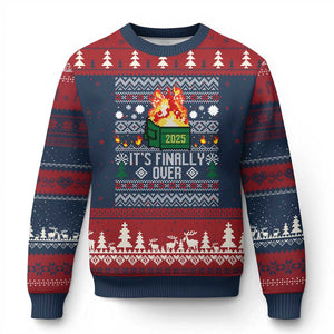 Funny Christmas Lil Dumpster Fire Ugly Christmas Sweater It Is Finally Over 2025 TS11 Navy Red Print Your Wear