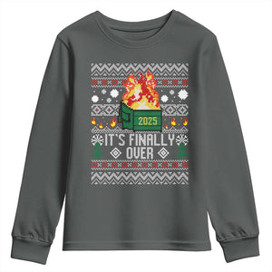 Funny Christmas Lil Dumpster Fire Youth Sweatshirt It Is Finally Over 2025 TS11 Dark Heather Print Your Wear
