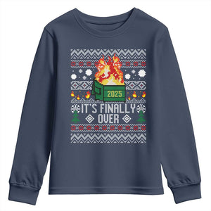 Funny Christmas Lil Dumpster Fire Youth Sweatshirt It Is Finally Over 2025 TS11 Navy Print Your Wear