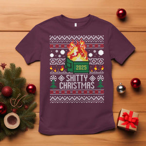 Funny Xmas Lil Dumpster Fire T Shirt Shitty Christmas Festive Holiday TS11 Maroon Print Your Wear