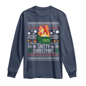 Funny Xmas Lil Dumpster Fire Long Sleeve Shirt Shitty Christmas Festive Holiday TS11 Navy Print Your Wear