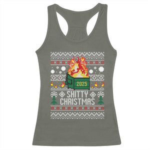 Funny Xmas Lil Dumpster Fire Racerback Tank Top Shitty Christmas Festive Holiday TS11 Military Green Print Your Wear