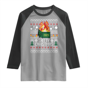 Funny Xmas Lil Dumpster Fire Raglan Shirt Shitty Christmas Festive Holiday TS11 Sport Gray Black Print Your Wear