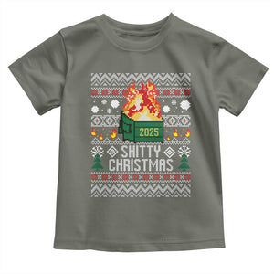 Funny Xmas Lil Dumpster Fire Toddler T Shirt Shitty Christmas Festive Holiday TS11 Military Green Print Your Wear