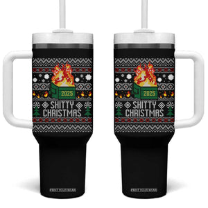 Funny Xmas Lil Dumpster Fire Tumbler With Handle Shitty Christmas Festive Holiday TS11 One Size: 40 oz Black Print Your Wear