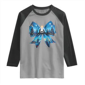 Jesus God Nativity Scene Coquette Bow Christmas Raglan Shirt TS11 Sport Gray Black Print Your Wear