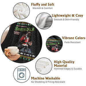 Funny Christmas Santa Godzilla Throw Blanket You Better Watch Out Santazilla Is Coming To Town TS11 Print Your Wear