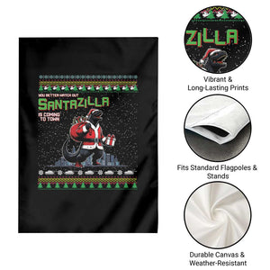 Funny Christmas Santa Godzilla Garden Flag You Better Watch Out Santazilla Is Coming To Town TS11 Print Your Wear