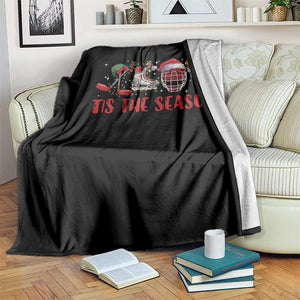 Funny Christmas Ice Hockey Throw Blanket Tis The Season Santa Elf Hat Hockey Equipment TS11 Print Your Wear