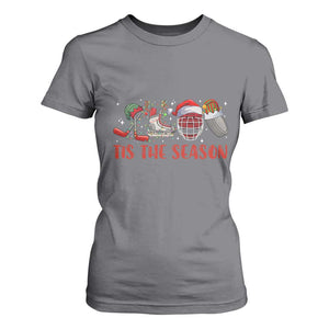 Funny Christmas Ice Hockey T Shirt For Women Tis The Season Santa Elf Hat Hockey Equipment TS11 Charcoal Print Your Wear