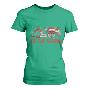 Funny Christmas Ice Hockey T Shirt For Women Tis The Season Santa Elf Hat Hockey Equipment TS11 Irish Green Print Your Wear