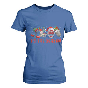 Funny Christmas Ice Hockey T Shirt For Women Tis The Season Santa Elf Hat Hockey Equipment TS11 Royal Blue Print Your Wear