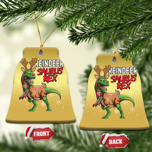 Funny Xmas Rex Dinosaur Christmas Ornament Reindeer Saurus Rex Xmas Dinosaur TS11 Bell Flake Gold Print Your Wear