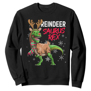 Funny Christmas Rex Dinosaur Sweatshirt Reindeer Saurus Rex Xmas Dinosaur TS11 Black Print Your Wear