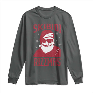Funny Christmas Santa Long Sleeve Shirt Skibidi Rizzmas Vintage Charisma Rizz Santa Claus TS11 Dark Heather Print Your Wear