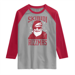 Funny Christmas Santa Raglan Shirt Skibidi Rizzmas Vintage Charisma Rizz Santa Claus TS11 Sport Gray Red Print Your Wear