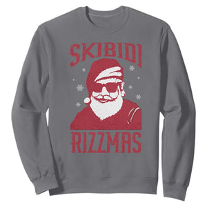 Funny Christmas Santa Sweatshirt Skibidi Rizzmas Vintage Charisma Rizz Santa Claus TS11 Charcoal Print Your Wear