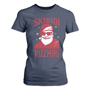 Funny Christmas Santa T Shirt For Women Skibidi Rizzmas Vintage Charisma Rizz Santa Claus TS11 Navy Print Your Wear
