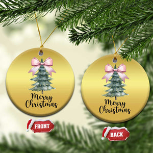 Funny Coquette Merry Xmas Christmas Ornament Pink Bow Xmas Tree TS11 Circle Gold Print Your Wear