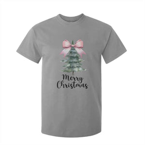 Funny Coquette Merry Christmas T Shirt For Kid Pink Bow Xmas Tree TS11 Sport Gray Print Your Wear
