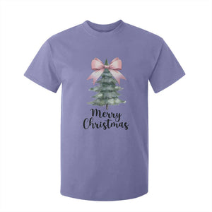 Funny Coquette Merry Christmas T Shirt For Kid Pink Bow Xmas Tree TS11 Violet Print Your Wear