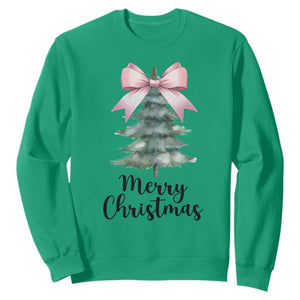 Funny Coquette Merry Christmas Sweatshirt Pink Bow Xmas Tree TS11 Irish Green Print Your Wear