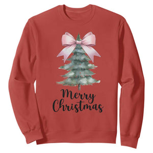 Funny Coquette Merry Christmas Sweatshirt Pink Bow Xmas Tree TS11 Red Print Your Wear