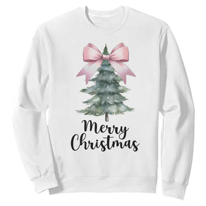 Funny Coquette Merry Christmas Sweatshirt Pink Bow Xmas Tree TS11 White Print Your Wear