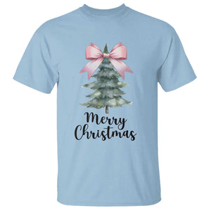 Funny Coquette Merry Christmas T Shirt Pink Bow Xmas Tree TS11 Light Blue Print Your Wear