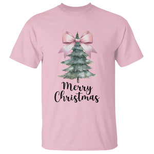 Funny Coquette Merry Christmas T Shirt Pink Bow Xmas Tree TS11 Light Pink Print Your Wear